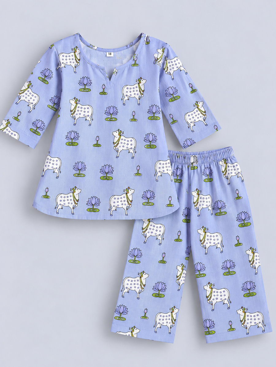 Pichwai Cord Set — Pastel Blue