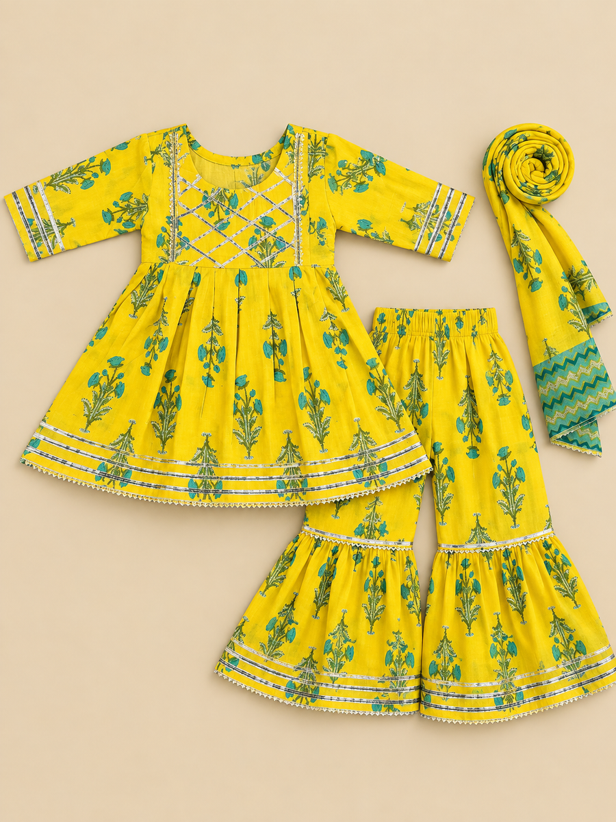 Yellow Green Kurta Set