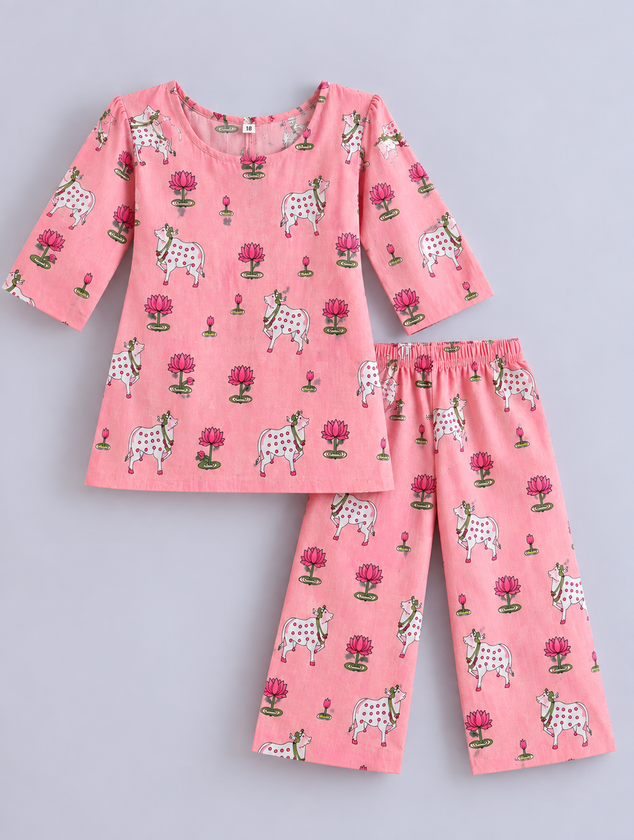 Pichwai Cord Set — Pastel Pink