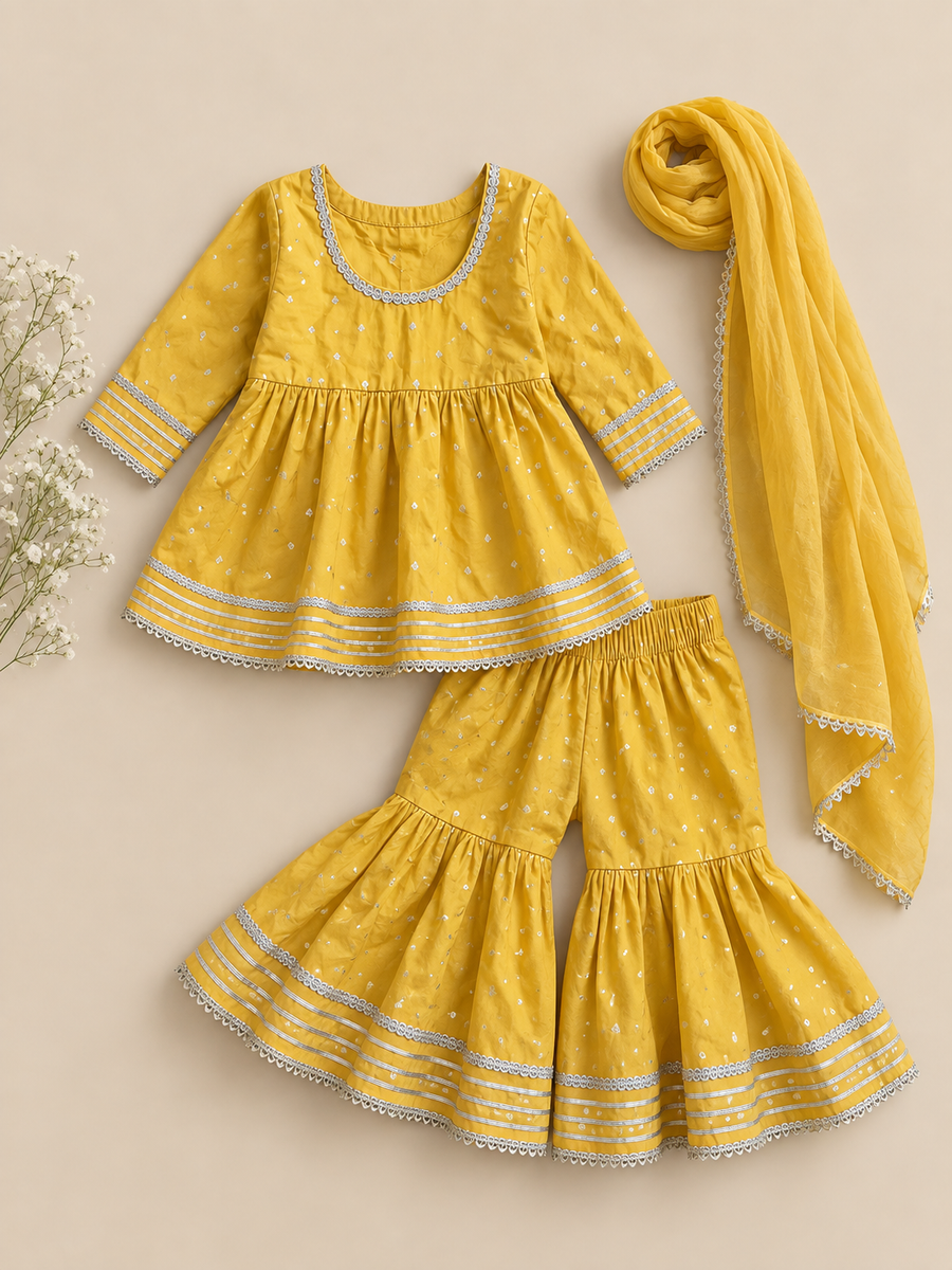 Brocket Yellow Kurta Set