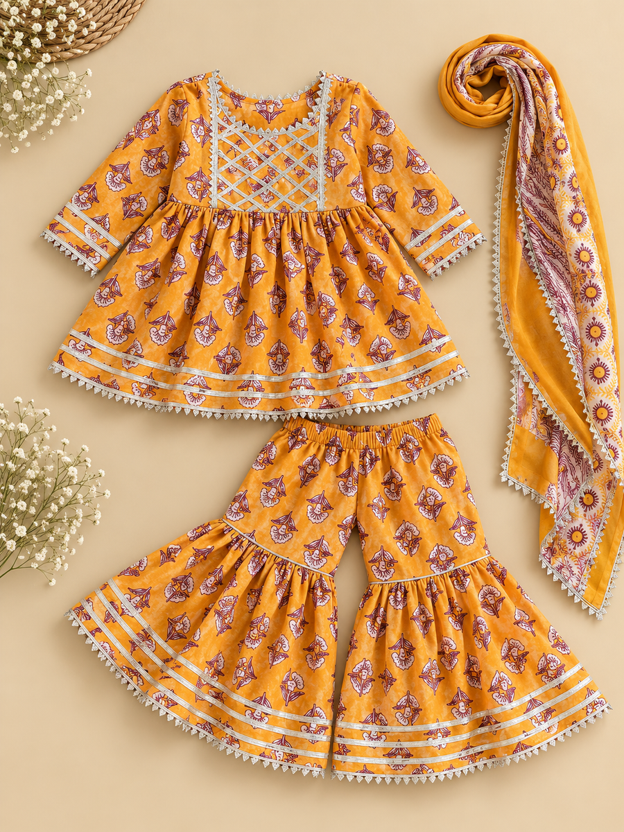 Red & Yellow Kurta Set