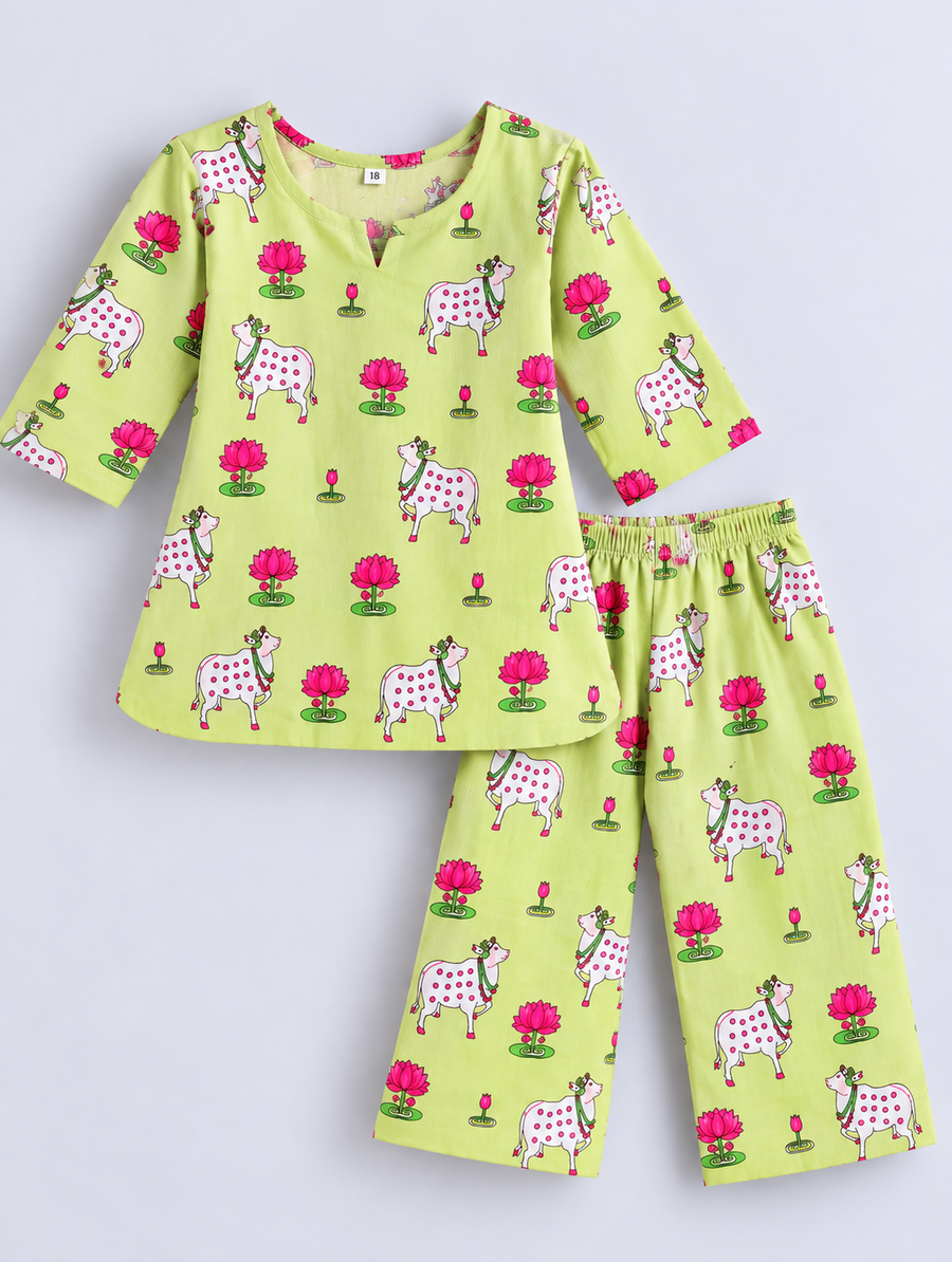Pichwai Cord Set — Lime Green