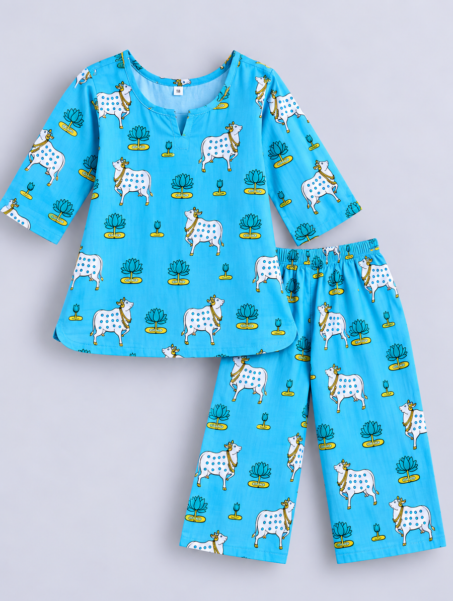 Pichwai Cord Set — Sky Blue