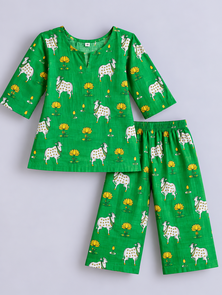 Pichwai Cord Set — Emerald Green