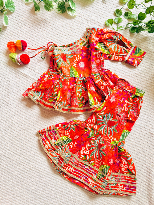 One Shoulder Peplum Dress — Orange