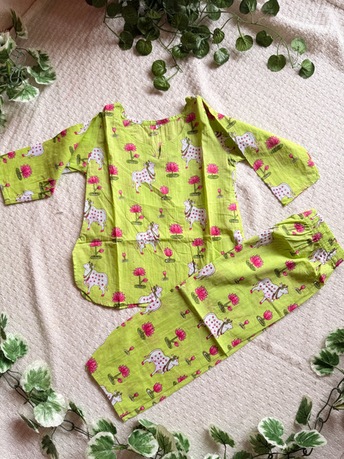 Pichwai Cord Set — Lime Green
