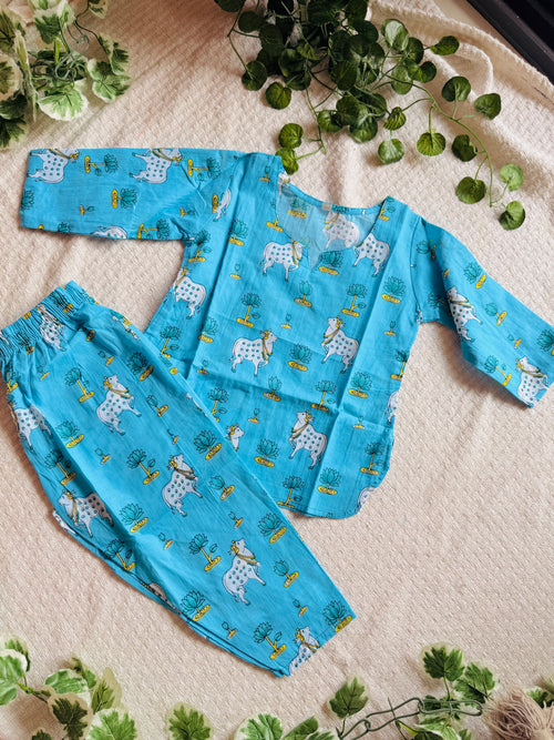 Pichwai Cord Set — Sky Blue