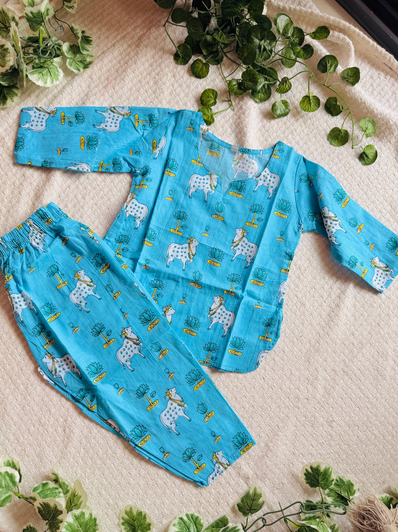 Pichwai Cord Set — Sky Blue