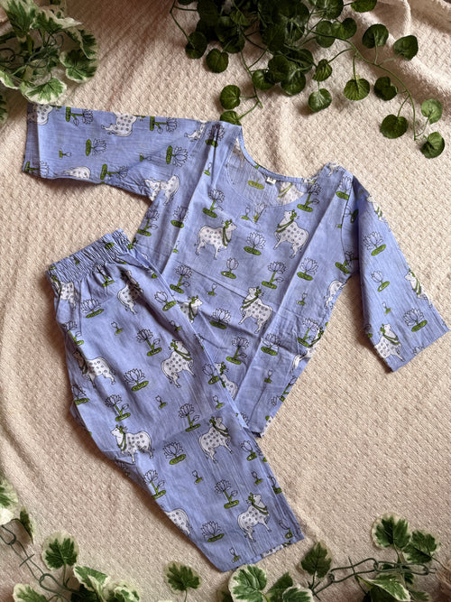 Pichwai Cord Set — Pastel Blue