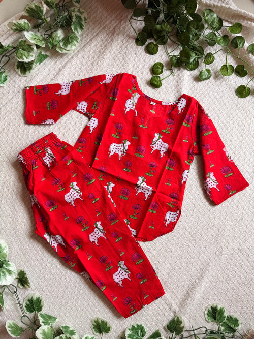 Pichwai Cord Set — Red